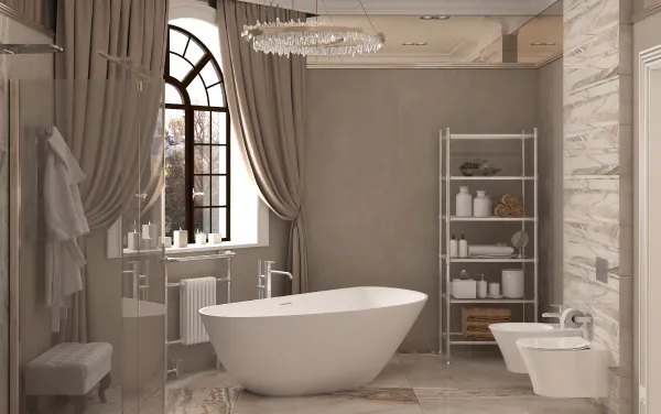 Custom vanity and built-in bathroom storage