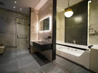 Elegant bathroom lighting and mirror upgrade