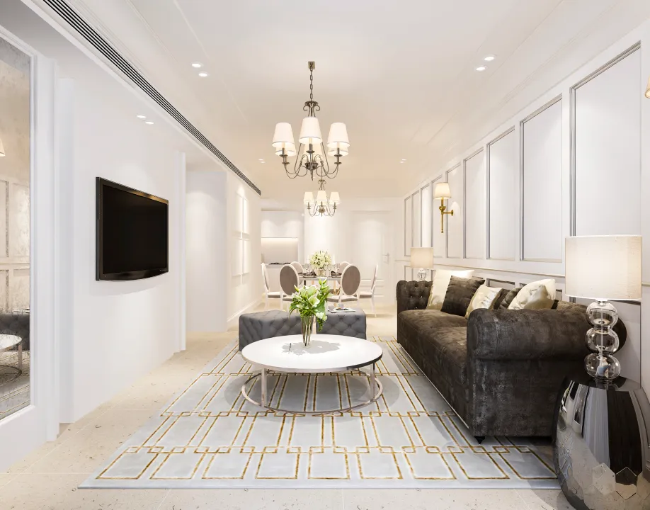 Timeless luxury living room with cohesive material palette