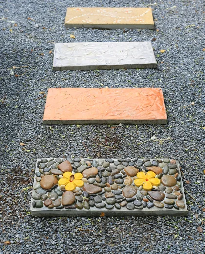 Outdoor hardscape with coordinated stone and finishes