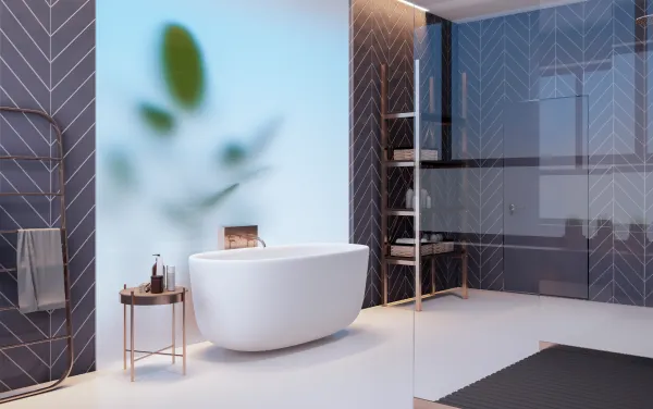 Modern walk-in shower remodel with glass enclosure