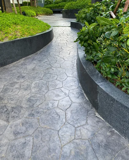 High-performance engineered driveway and wall layout