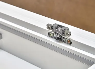 Brushed cabinet hardware close-up