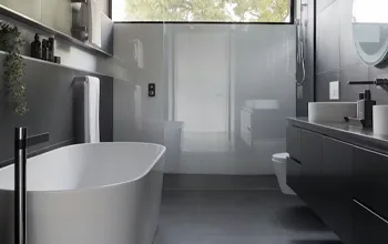 Spa-style shower with rainfall fixture