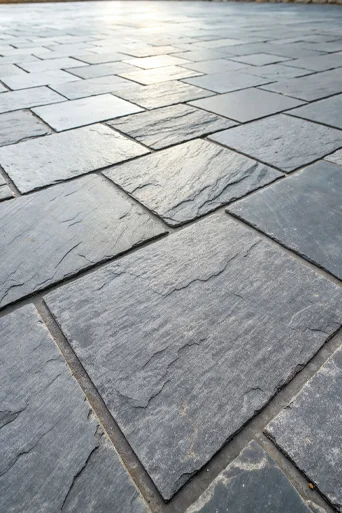 Custom stone driveway with textured finish