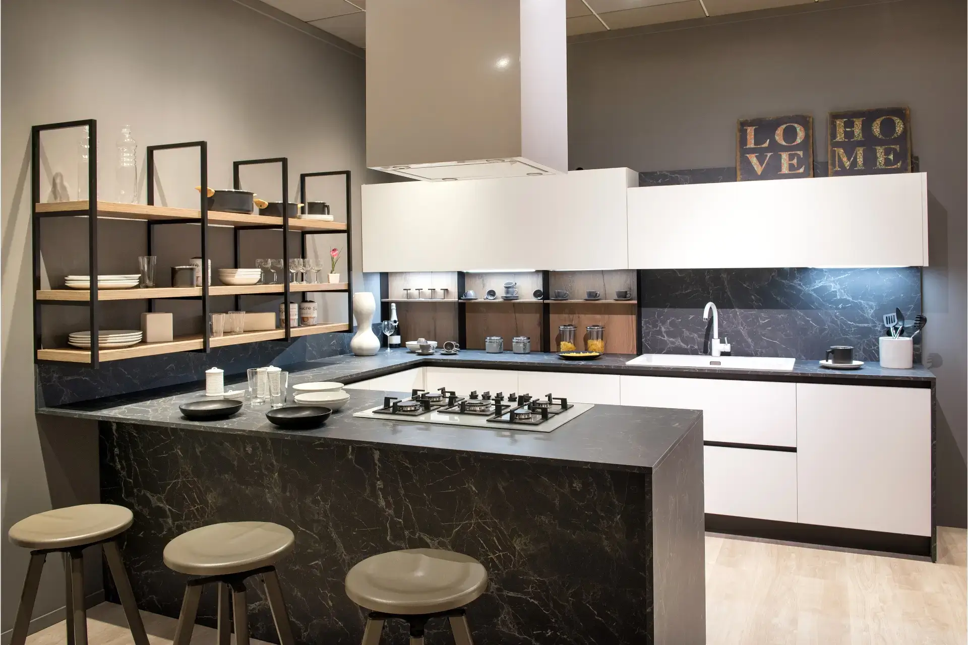 Galley kitchen with parallel runs and clear circulation