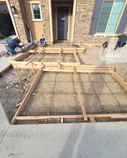 Hardscape installation showing proper foundation work