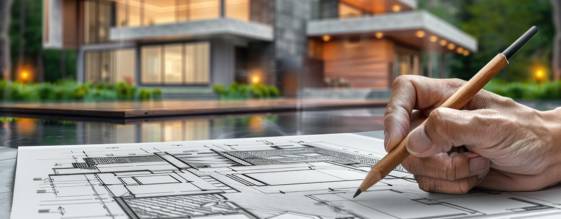Designer reviewing a floor plan with material samples