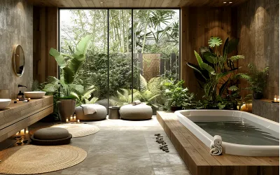 Spa-inspired bathroom layout