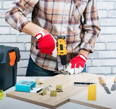 Job site tools and ordered materials staged for installation