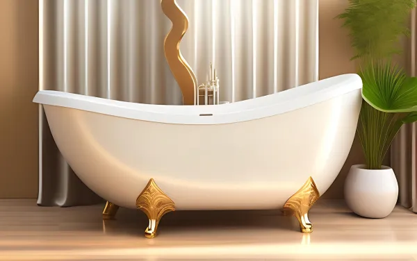 Bathtub centered in a relaxing bathroom setting