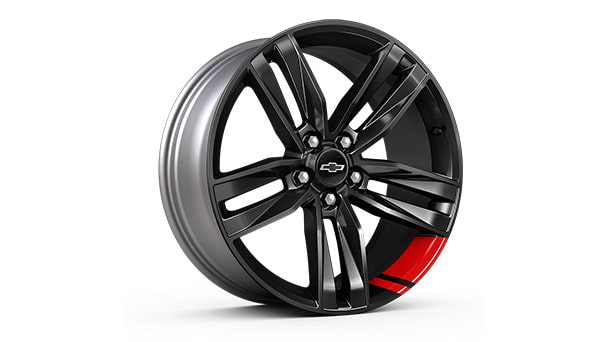 20" Black-painted aluminum wheels with Red accents
