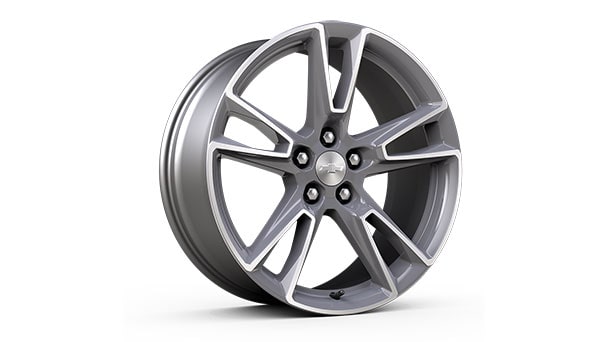 20" 5-split spoke, premium Gray-painted, machined-face, aluminum wheels