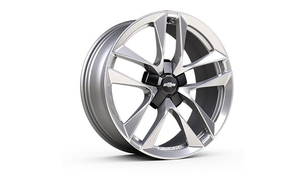 20" 5-split spoke polished forged wheels with Black star center cap with summer-only tires