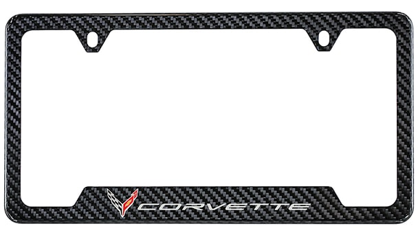 License Plate Frames (Carbon Fiber with Corvette Crossed Flags Logo)