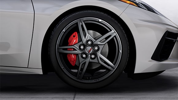 Bright Red-painted brake calipers