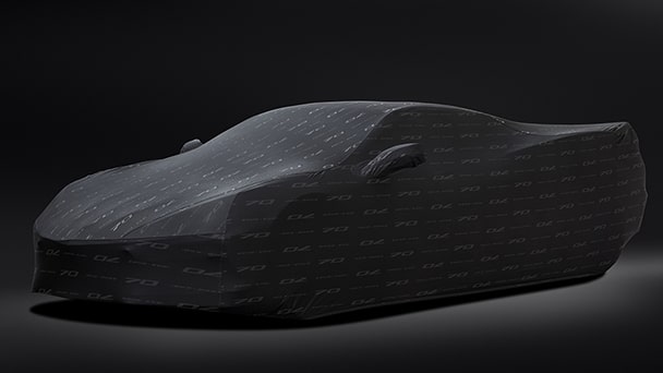 Premium indoor car cover in Black with 70th Anniversary logo, Genuine Corvette Accessory
