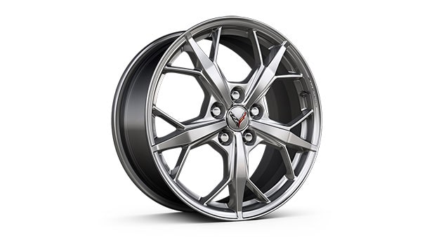 19" front/20" rear 5-trident-spoke machined-face Sterling Silver-painted aluminum wheels