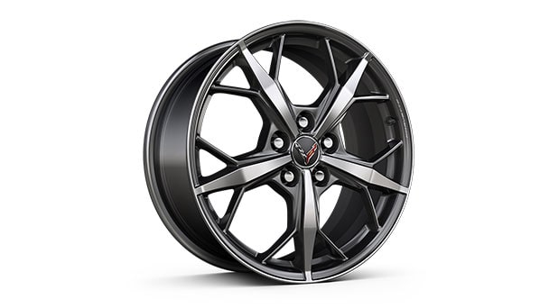 19" front/20" rear 5-trident-spoke machined-face Spectra Gray-painted aluminum wheels