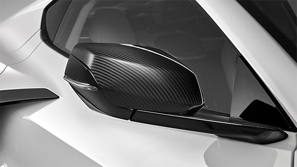 Outside mirror covers in visible Carbon Fiber, Genuine Corvette Accessory