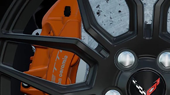 Orange-painted brake calipers