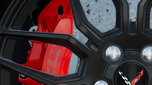 Bright Red-painted brake calipers