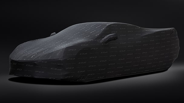 Premium indoor car cover in Black with 70th Anniversary logo, Genuine Corvette Accessory