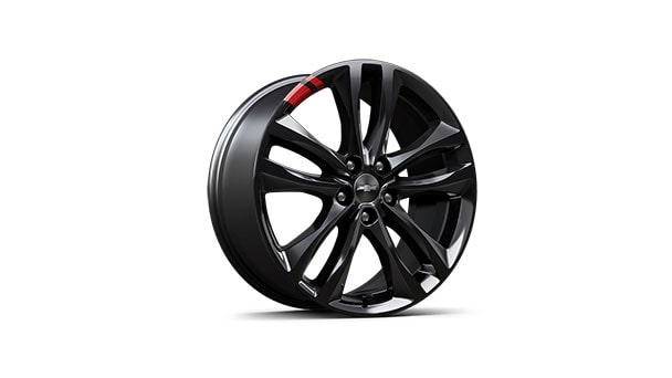 19" Black-painted aluminum wheels with Red hash marks