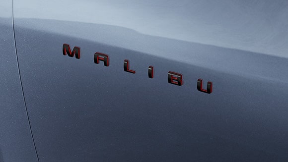 Black Malibu badge with Red outline