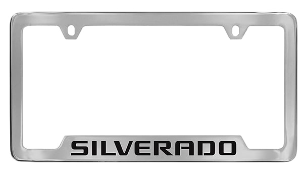 License Plate Frames (Chrome with Black Silverado Script)