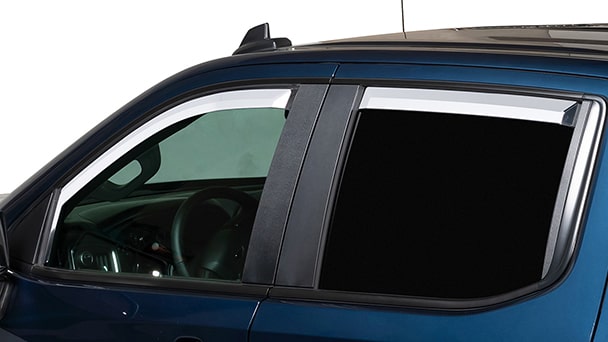 Deflectors (Crew Cab Front & Rear Low Profile In-Channel Deflector in Chrome)