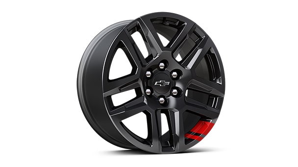 20" High gloss Black painted aluminum wheels with Red stripes