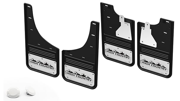 Splash Guards (Kit w/Black High Country Logo & Fender Plugs in Silver Ice Metallic)