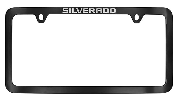 License Plate Frames (Black with Chrome Silverado Script)