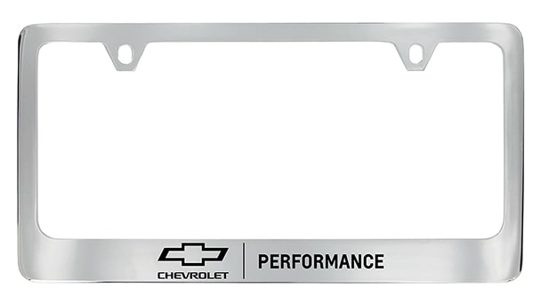 License Plate Frames (Chrome with Black Bowtie Logo and Performance Script)