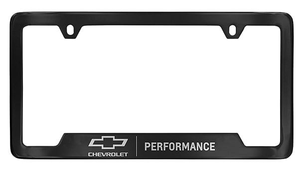 License Plate Frames (Black with Bowtie Logo and Chrome Performance Script)