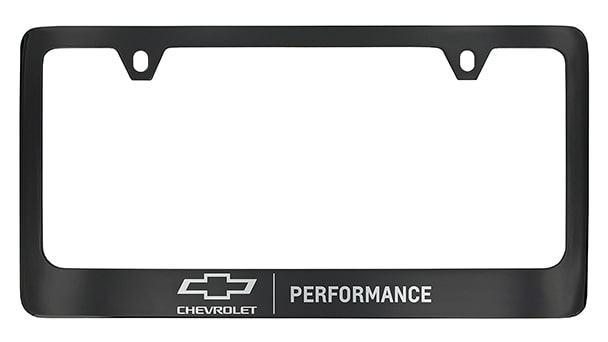 License Plate Frames (Black with Chrome Bowtie Logo and Performance Script)